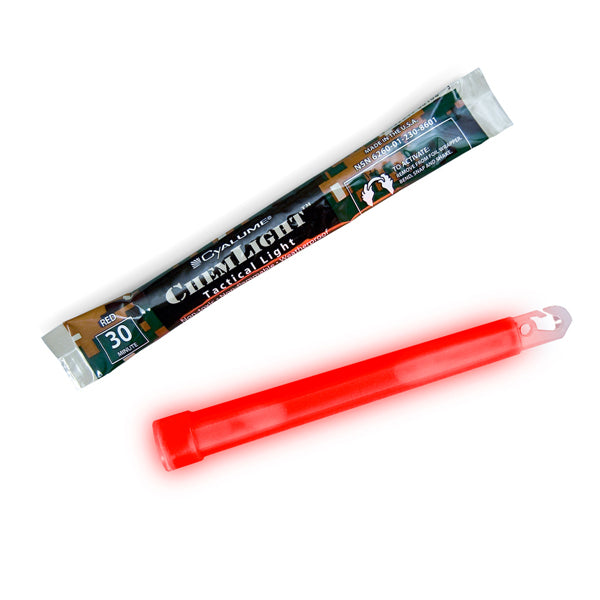 CYALUME CHEMLIGHT 6 INCH  RED,12 HOUR CHEMICAL LIGHT STICK